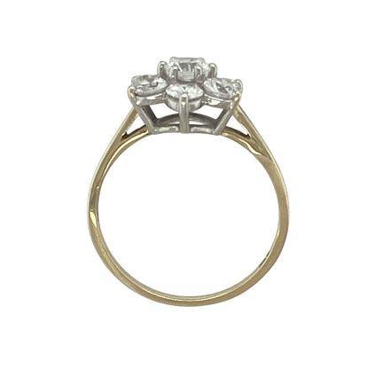9ct Gold & Cubic Zirconia Set Flower Cluster Ring