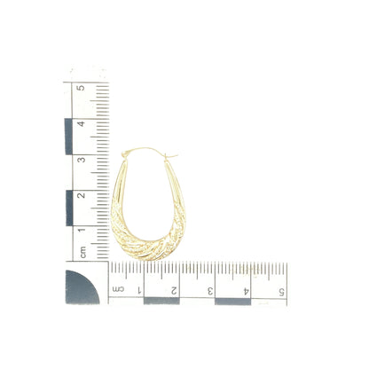 9ct Gold Beaded Twist Patterned Oval Creole Earrings