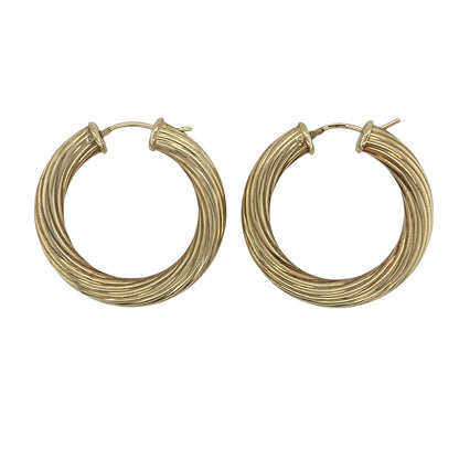 9ct Gold Twisted Hoop Creole Earrings