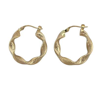 9ct Gold Twisted Hoop Creole Earrings