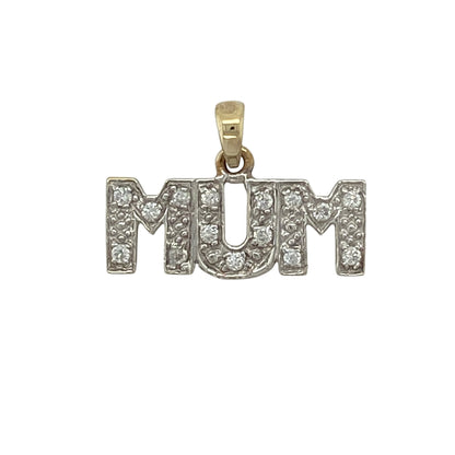9ct Gold & Cubic Zirconia Set Mum Pendant