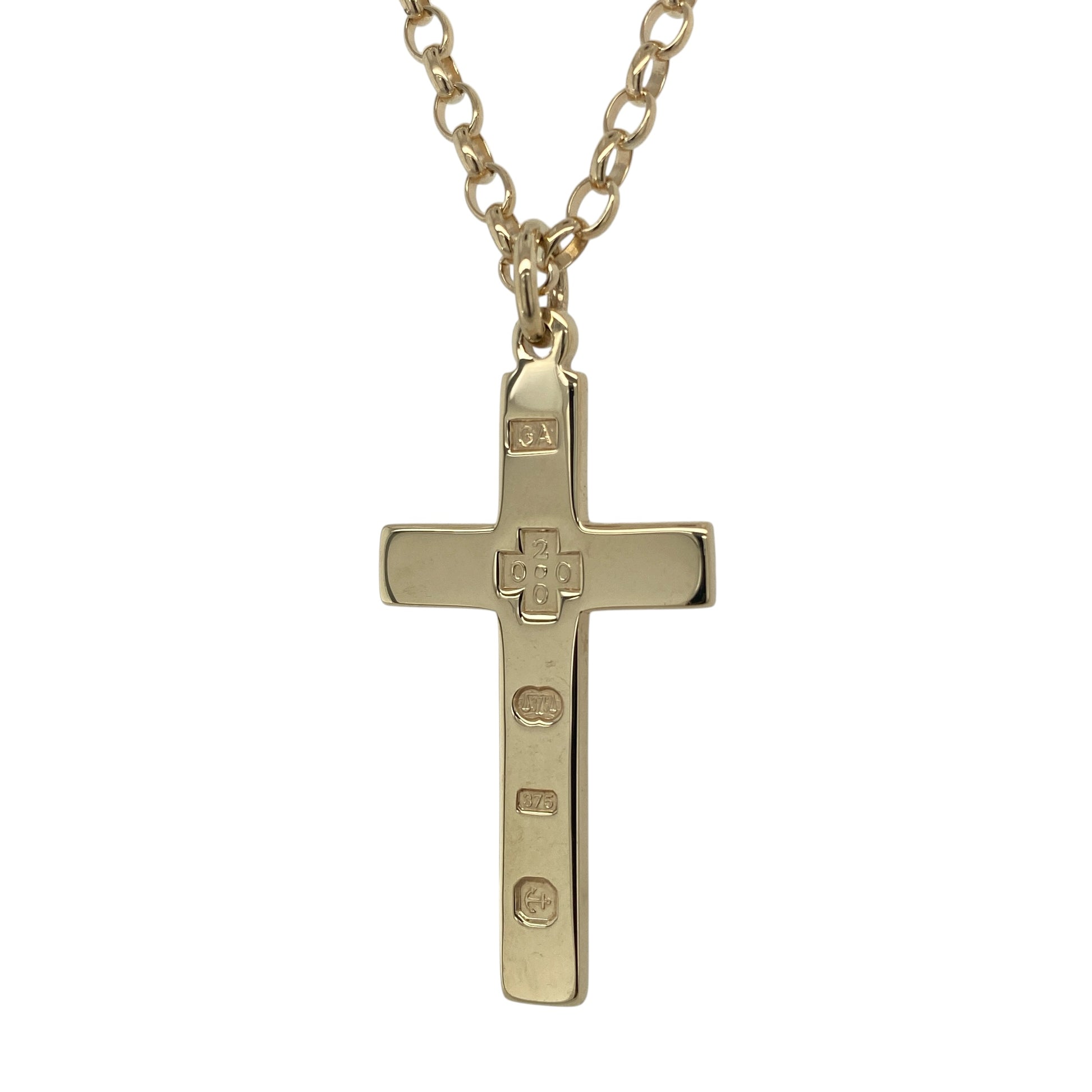 9ct Gold Hallmarked Cross 18" Necklace