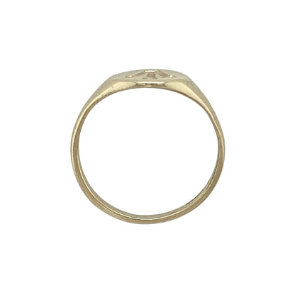 9ct Gold Welsh Three Feathers Round Signet Ring