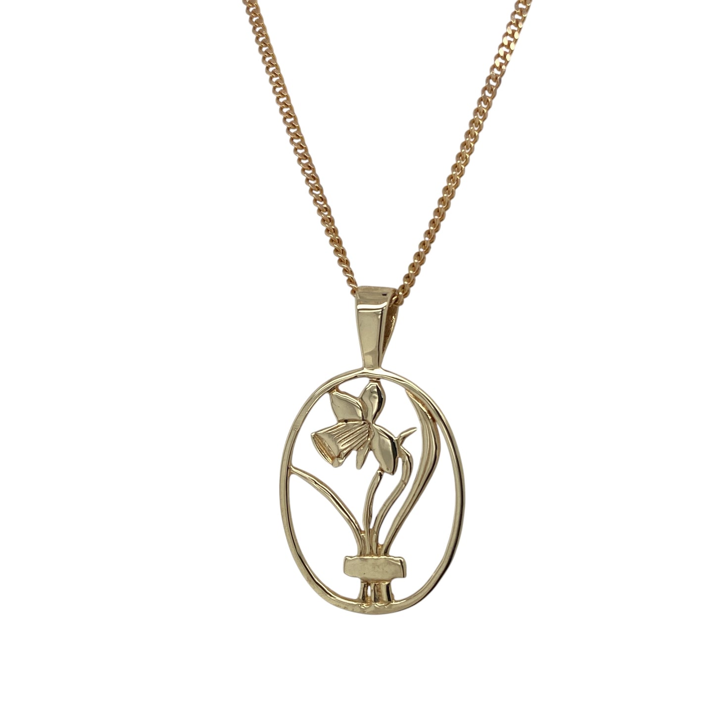 9ct Gold Daffodil Oval 16" Necklace