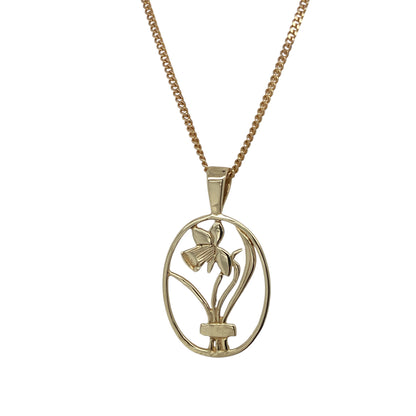 9ct Gold Daffodil Oval 16" Necklace
