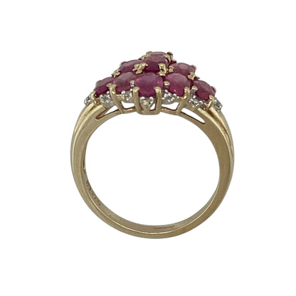 9ct Gold Diamond & Ruby Set Cluster Ring