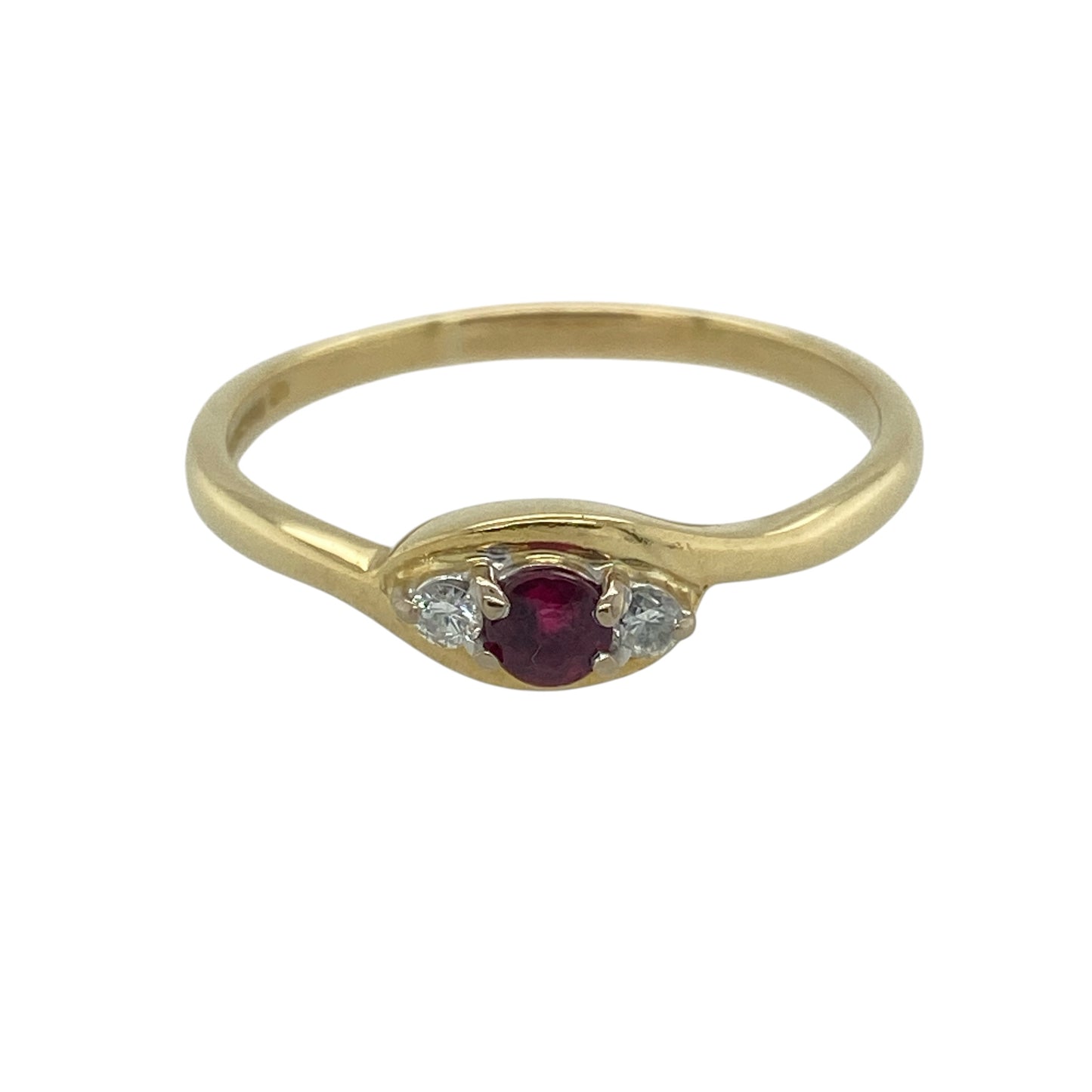 9ct Gold Diamond & Ruby Set Trilogy Ring