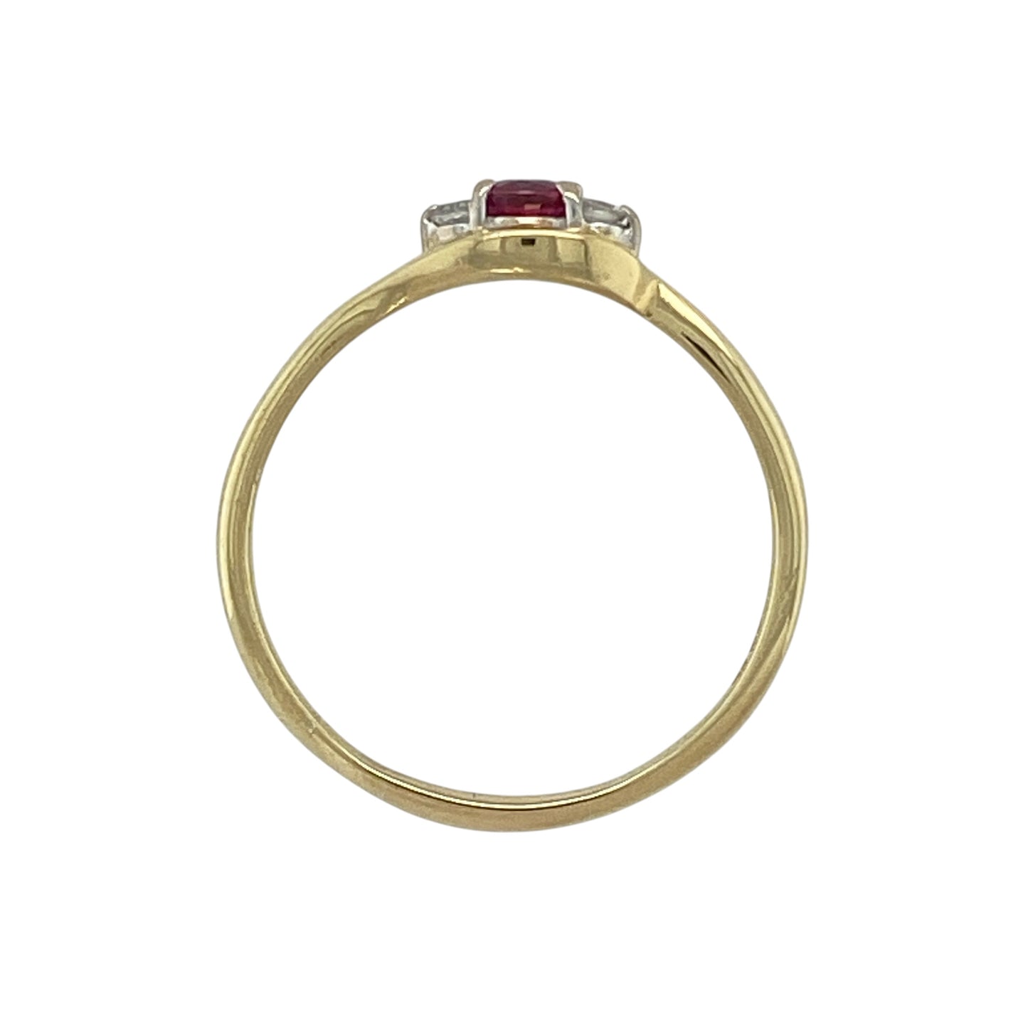 9ct Gold Diamond & Ruby Set Trilogy Ring