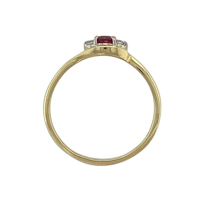 9ct Gold Diamond & Ruby Set Trilogy Ring