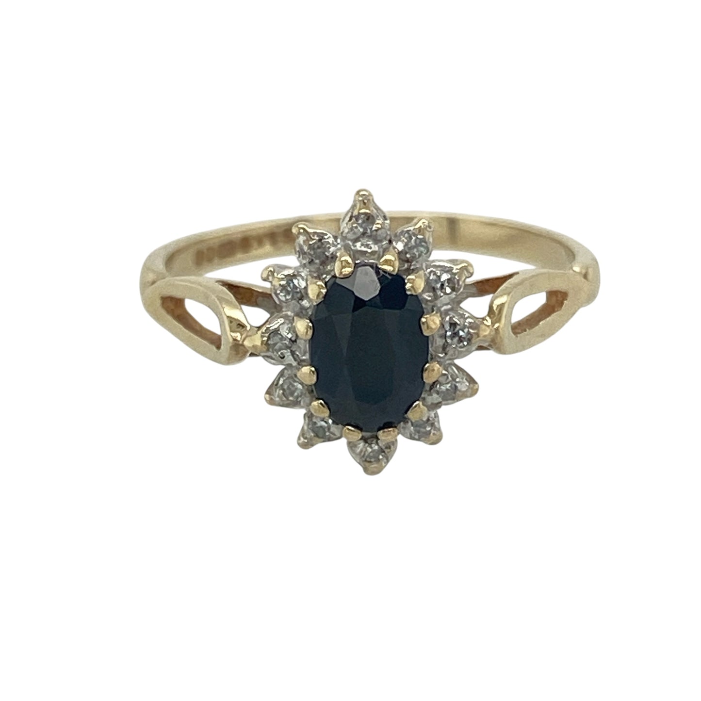 9ct Gold Diamond & Sapphire Set Cluster Ring