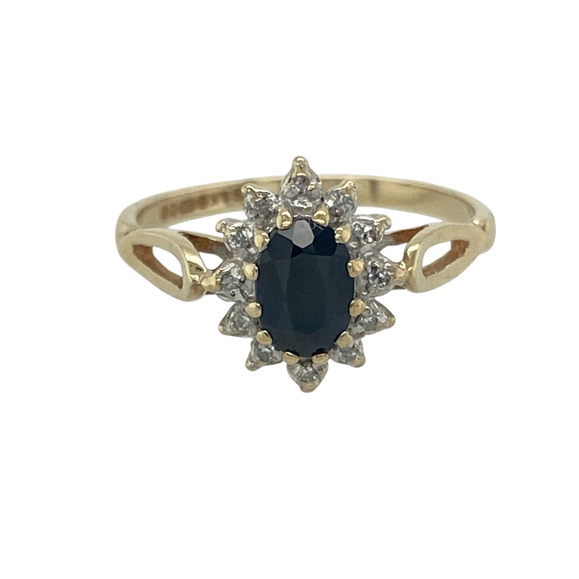 9ct Gold Diamond & Sapphire Set Cluster Ring
