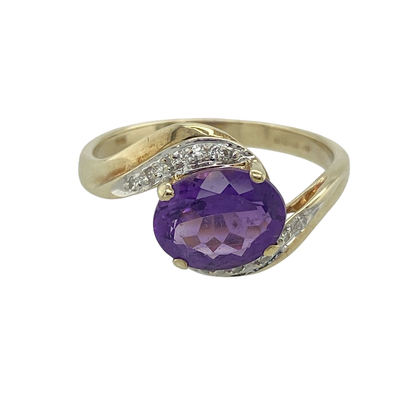 9ct Gold Diamond & Amethyst Set Ring
