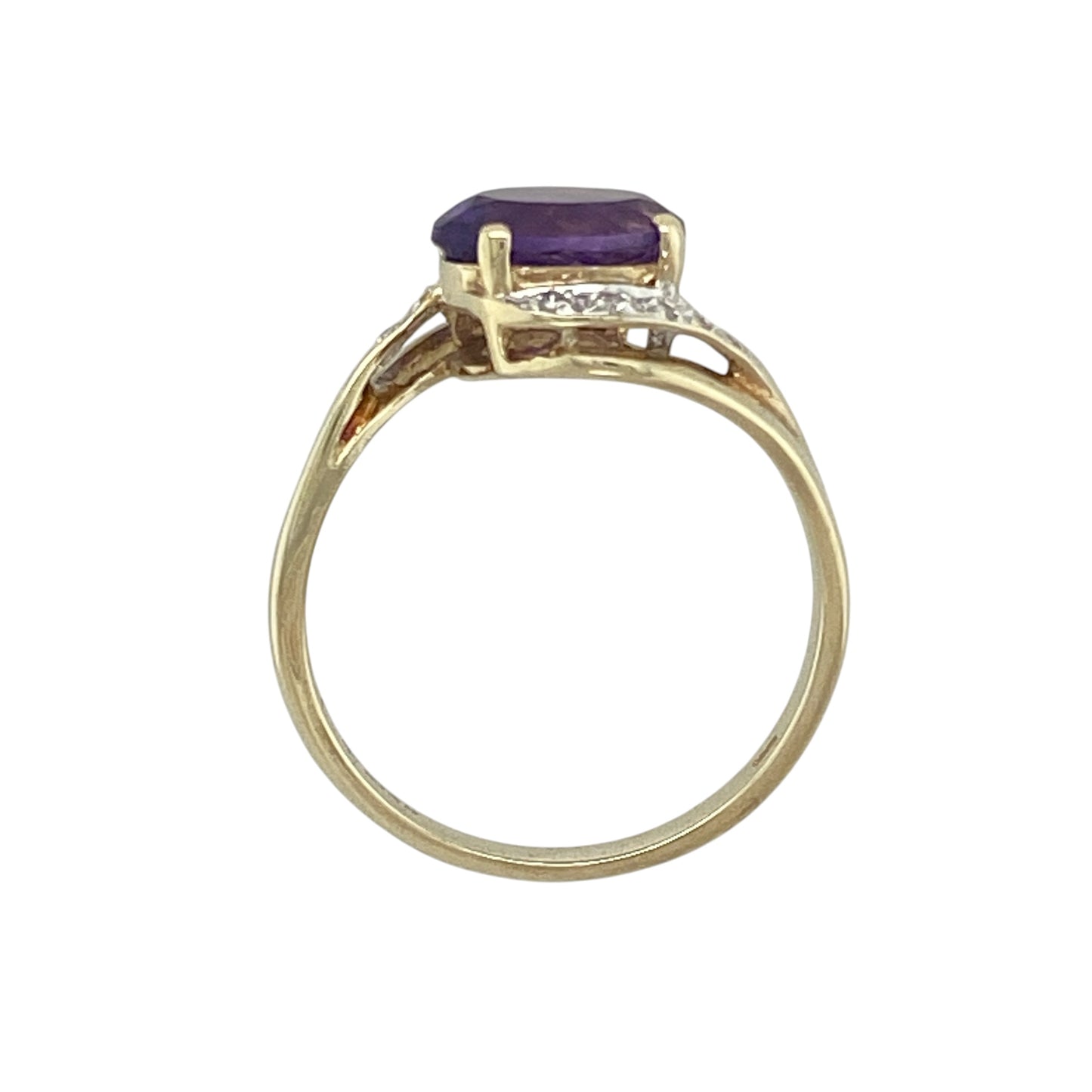 9ct Gold Diamond & Amethyst Set Ring