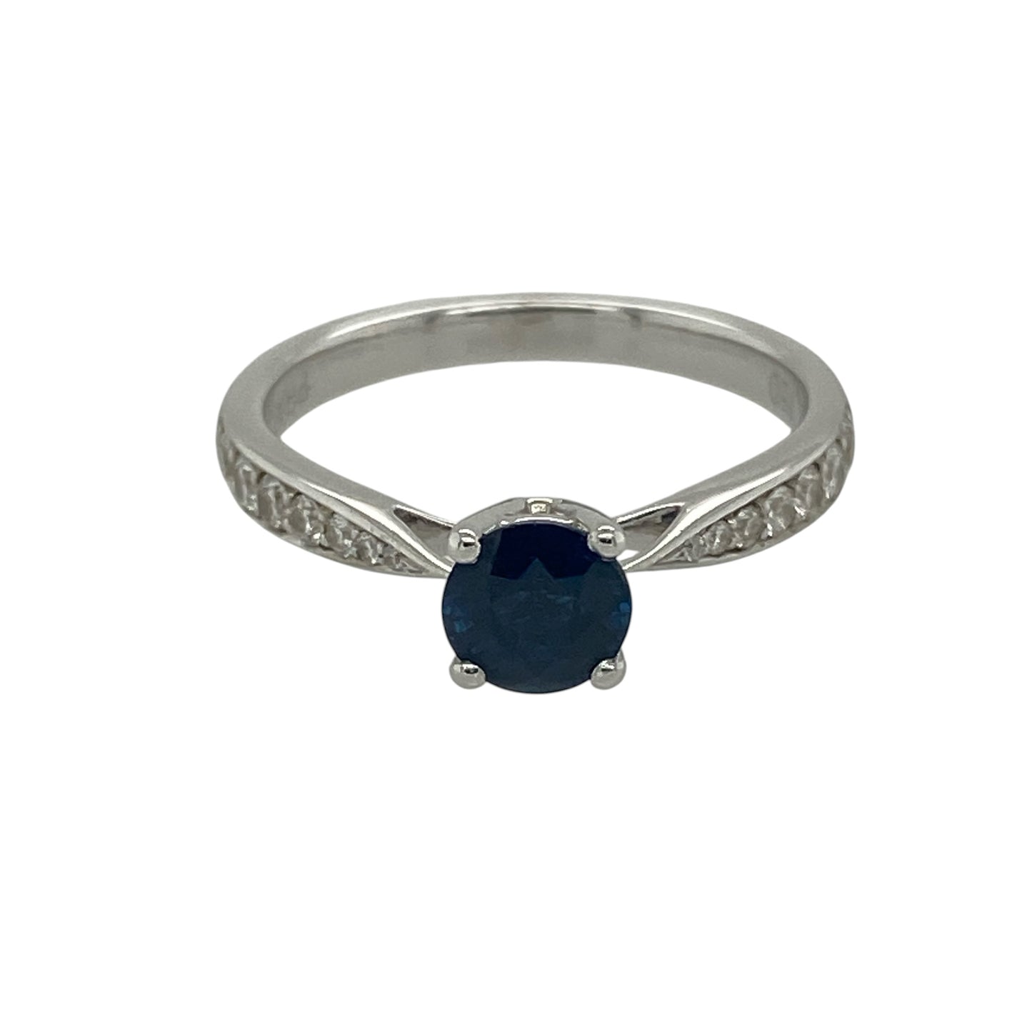 18ct White Gold Diamond & Sapphire Set Ring