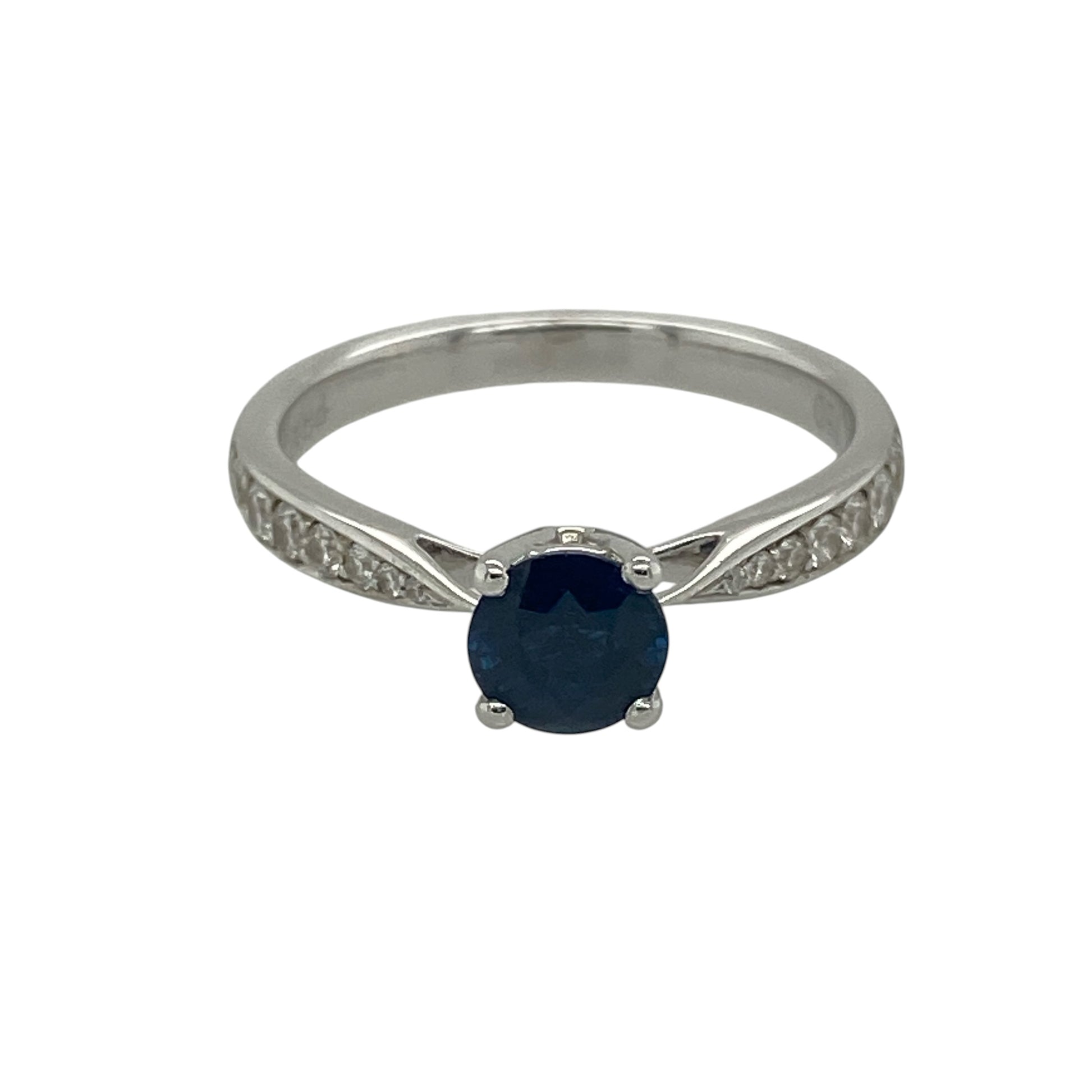 18ct White Gold Diamond & Sapphire Set Ring