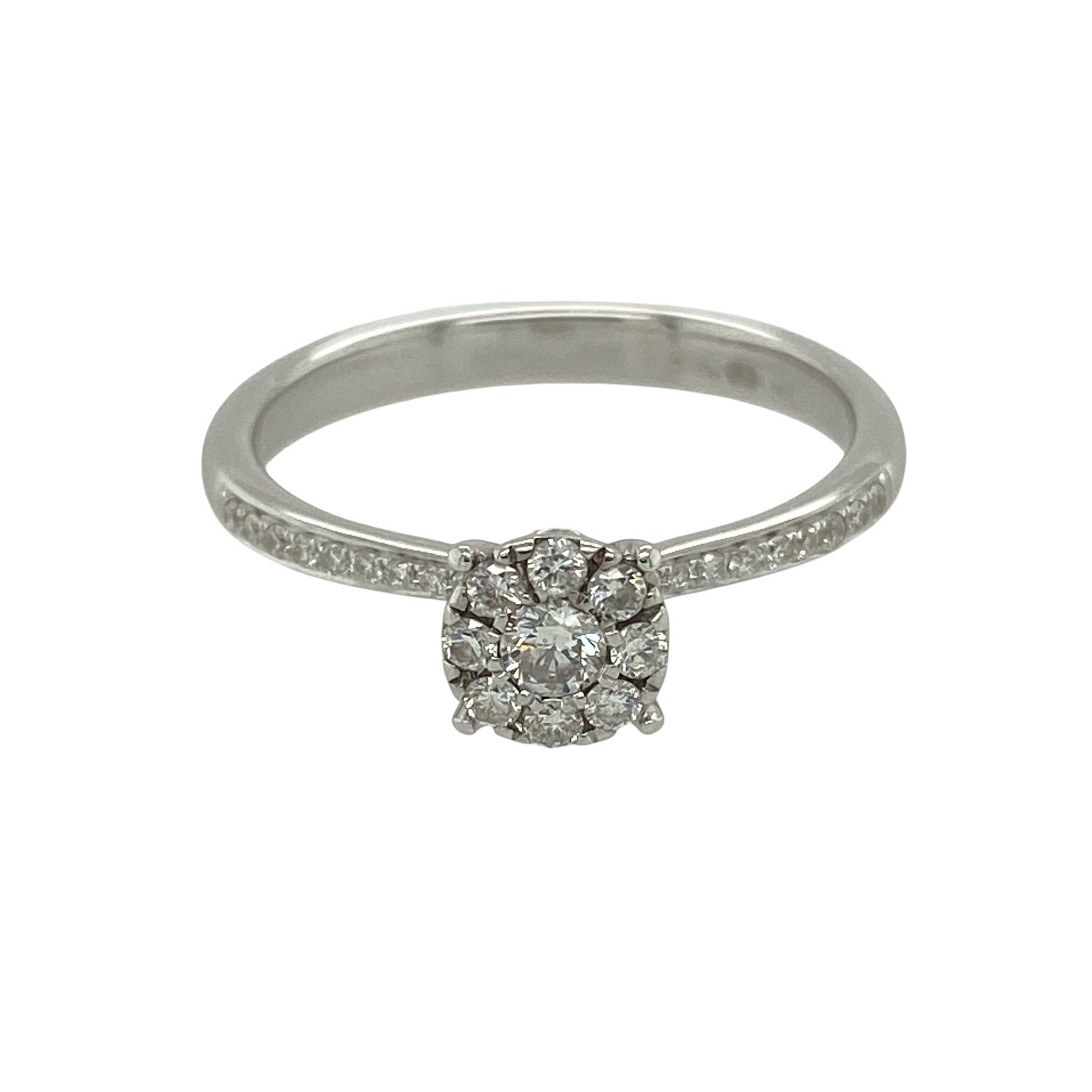 18ct White Gold & Diamond Set Cluster Ring
