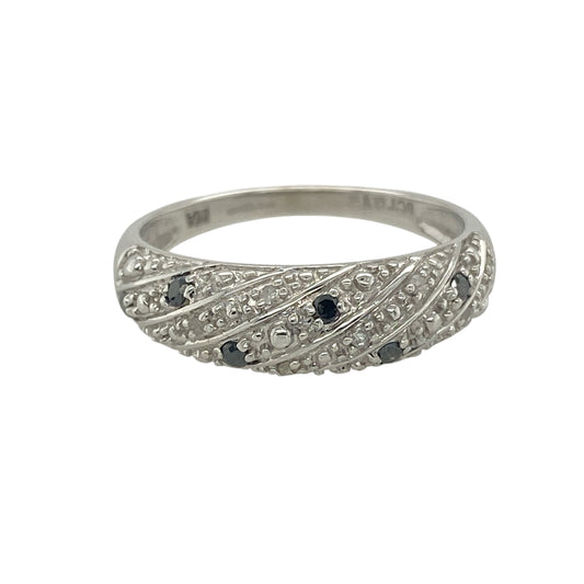 9ct White Gold & Diamond Set Band Ring