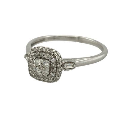 Add layered sparkle and modern elegance to your collection with this pre-owned 9ct white gold diamond set multiple row halo cluster ring—an eye-catching piece with a bold yet refined presence.

Design: The ring features a multiple row halo cluster design with a front measuring approximately 8mm in height, set with sparkling diamonds that create a bright and dimensional effect.