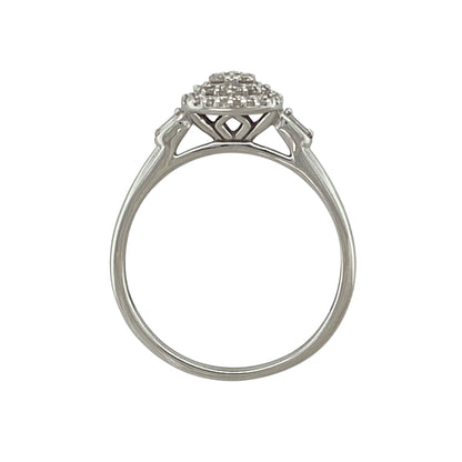 9ct White Gold & Diamond Set Halo Cluster Ring