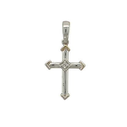 9ct White Gold & Diamond Set Cross Pendant