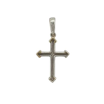 Add a subtle symbol of faith and elegance to your collection with this pre-owned 9ct white gold with yellow gold detail diamond set small cross pendant—an understated piece with timeless appeal.

Design: The pendant features a delicate cross design accented with diamond detailing, with yellow gold highlights adding contrast and depth to the overall look.
Material: Made from 9-carat white gold with yellow gold detail, the polished finish enhances both tones while complementing the sparkle of the diamonds.
