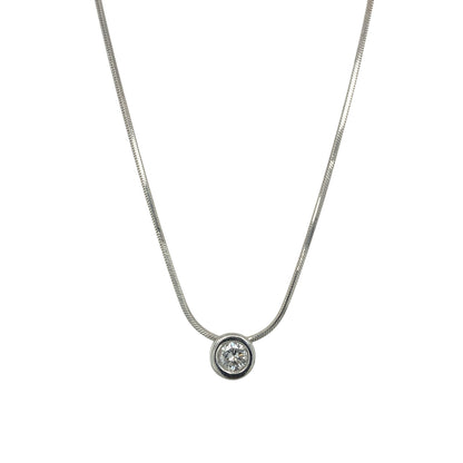 18ct White Gold & Diamond Set Solitaire 18" Necklace