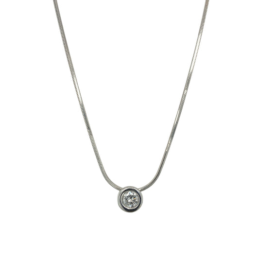 18ct White Gold & Diamond Set Solitaire 18" Necklace