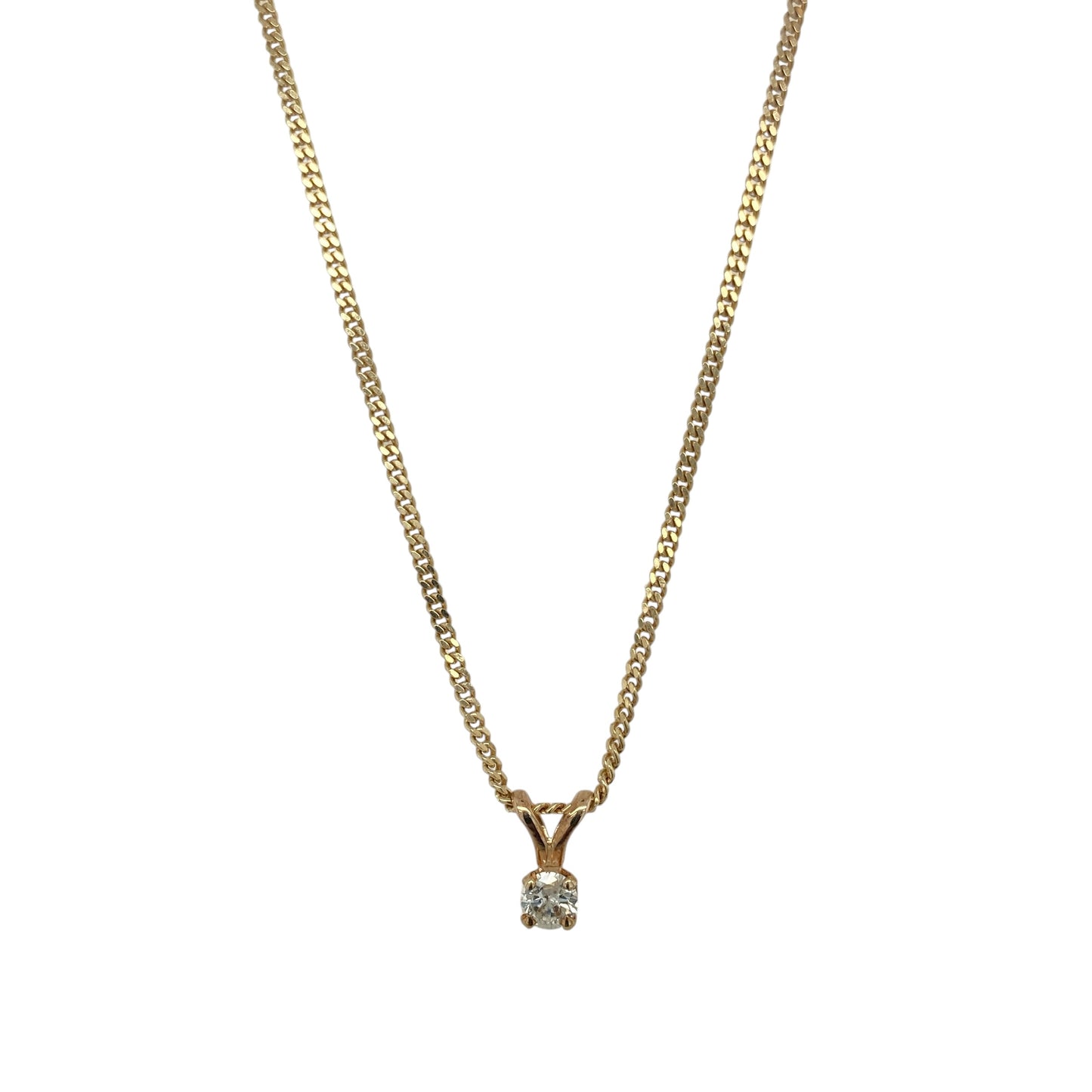 9ct Gold & Diamond Set Solitaire 18" Necklace