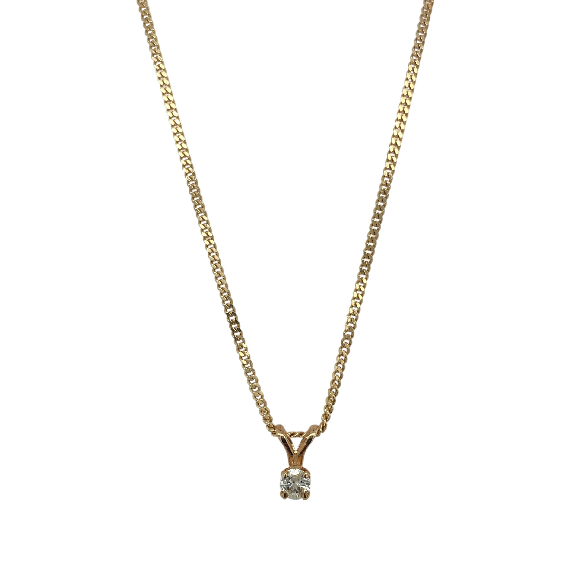 9ct Gold & Diamond Set Solitaire 18" Necklace