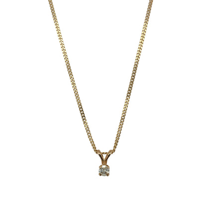 9ct Gold & Diamond Set Solitaire 18" Necklace
