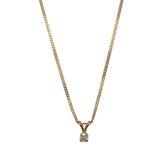 9ct Gold & Diamond Set Solitaire 18" Necklace