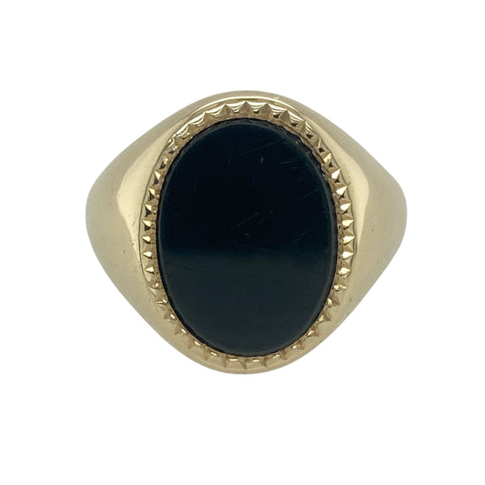 9ct Gold & Onyx Set Oval Signet Ring
