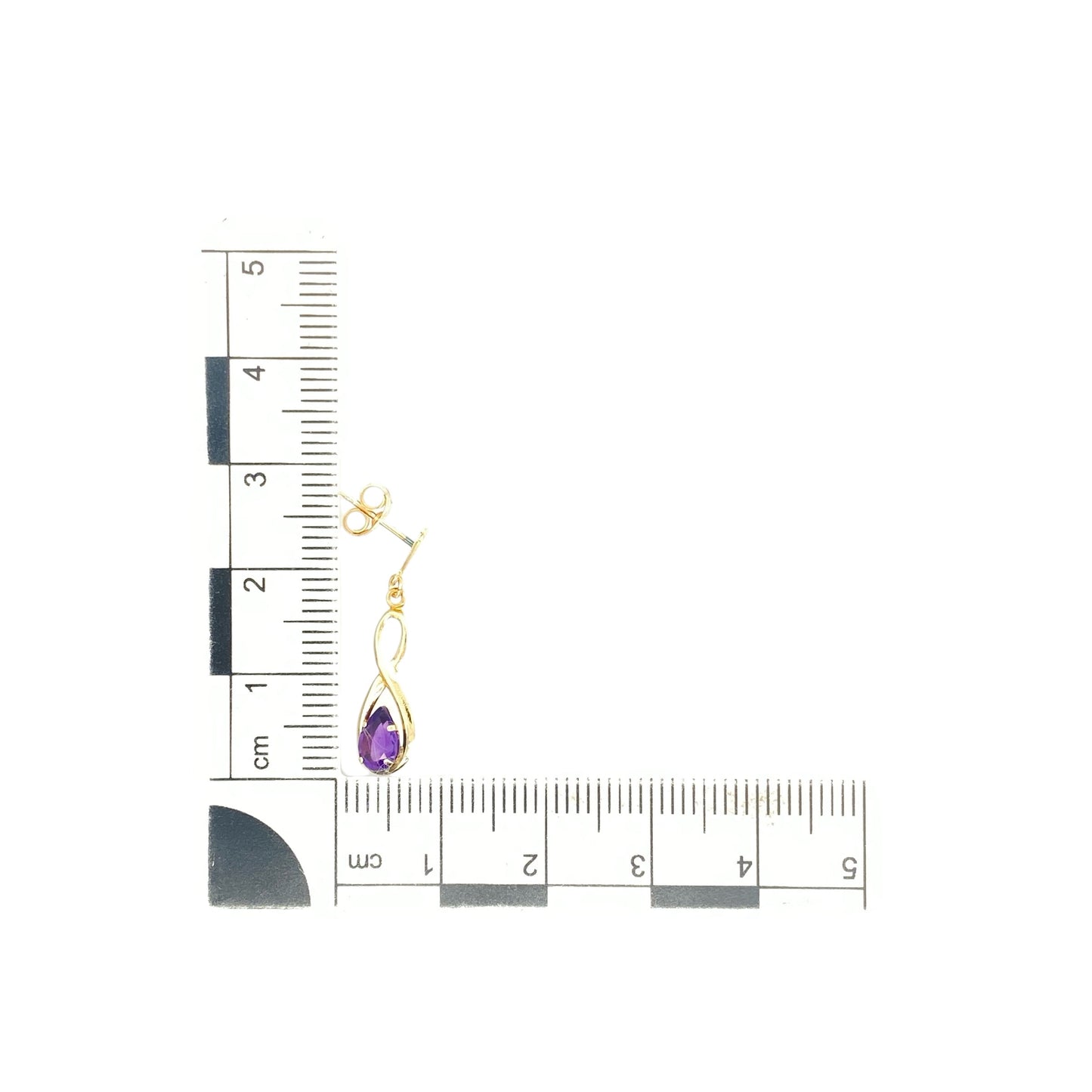 9ct Gold & Amethyst Set Teardrop Drop Earrings