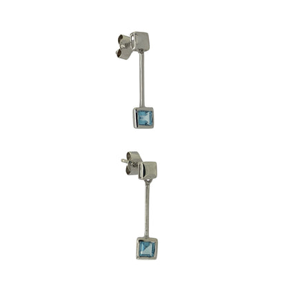 9ct White Gold & Blue Topaz Set Drop Earrings