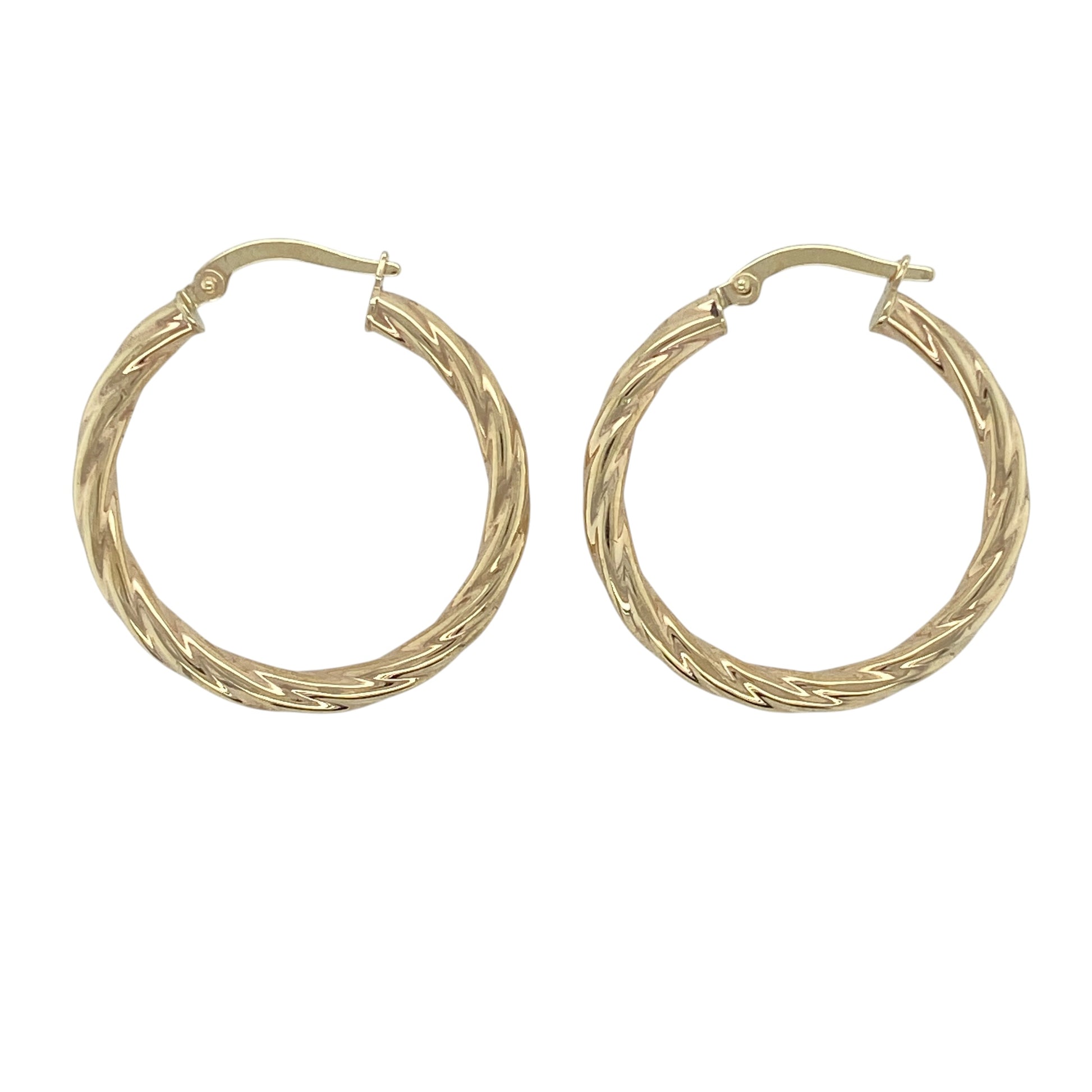 9ct Gold Twisted Hoop Creole Earrings