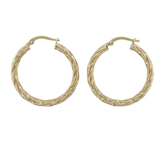 9ct Gold Twisted Hoop Creole Earrings