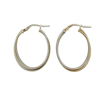 9ct Gold Crossover Oval Creole Earrings