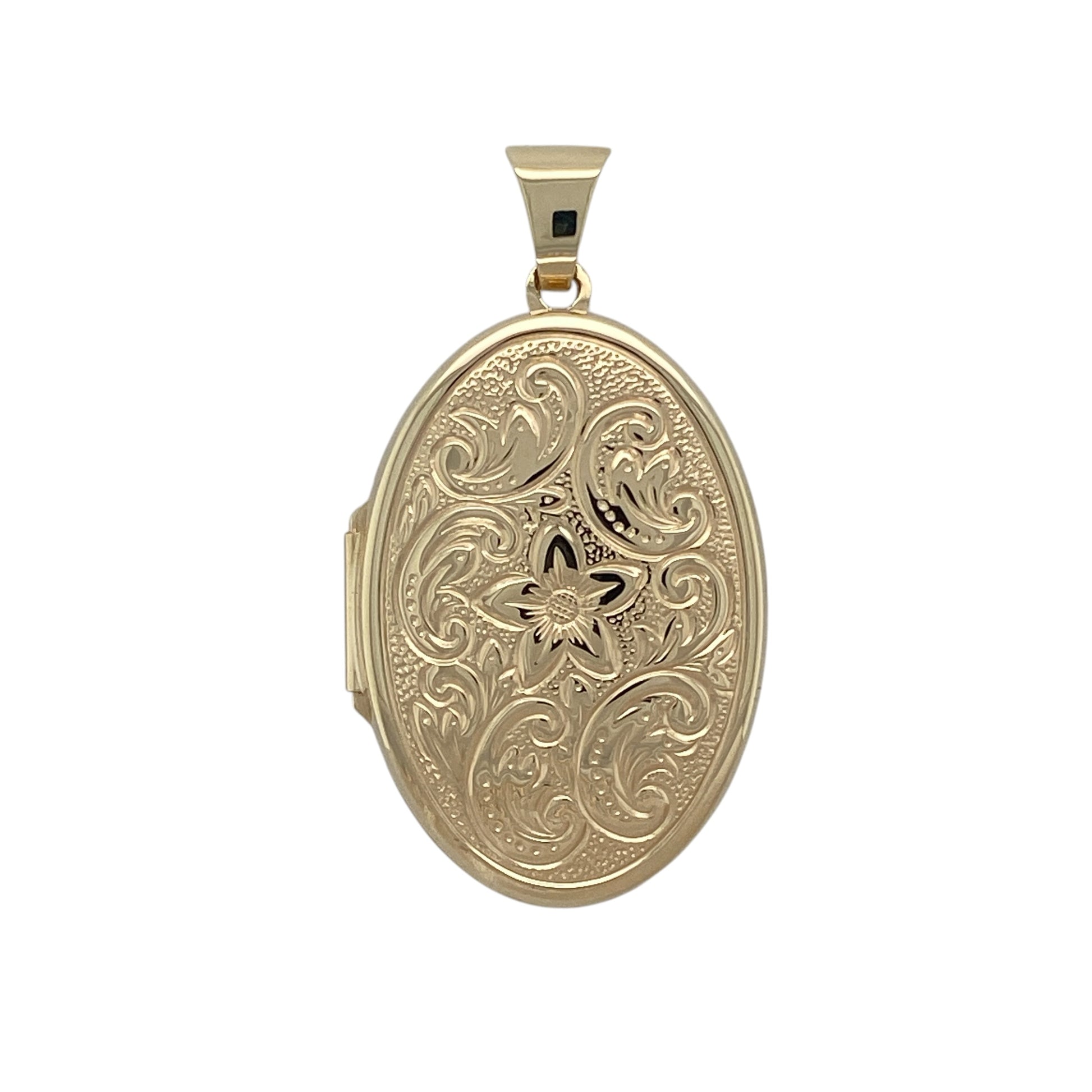 9ct Gold Patterned Oval Locket