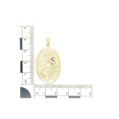 9ct Gold Patterned Oval Locket