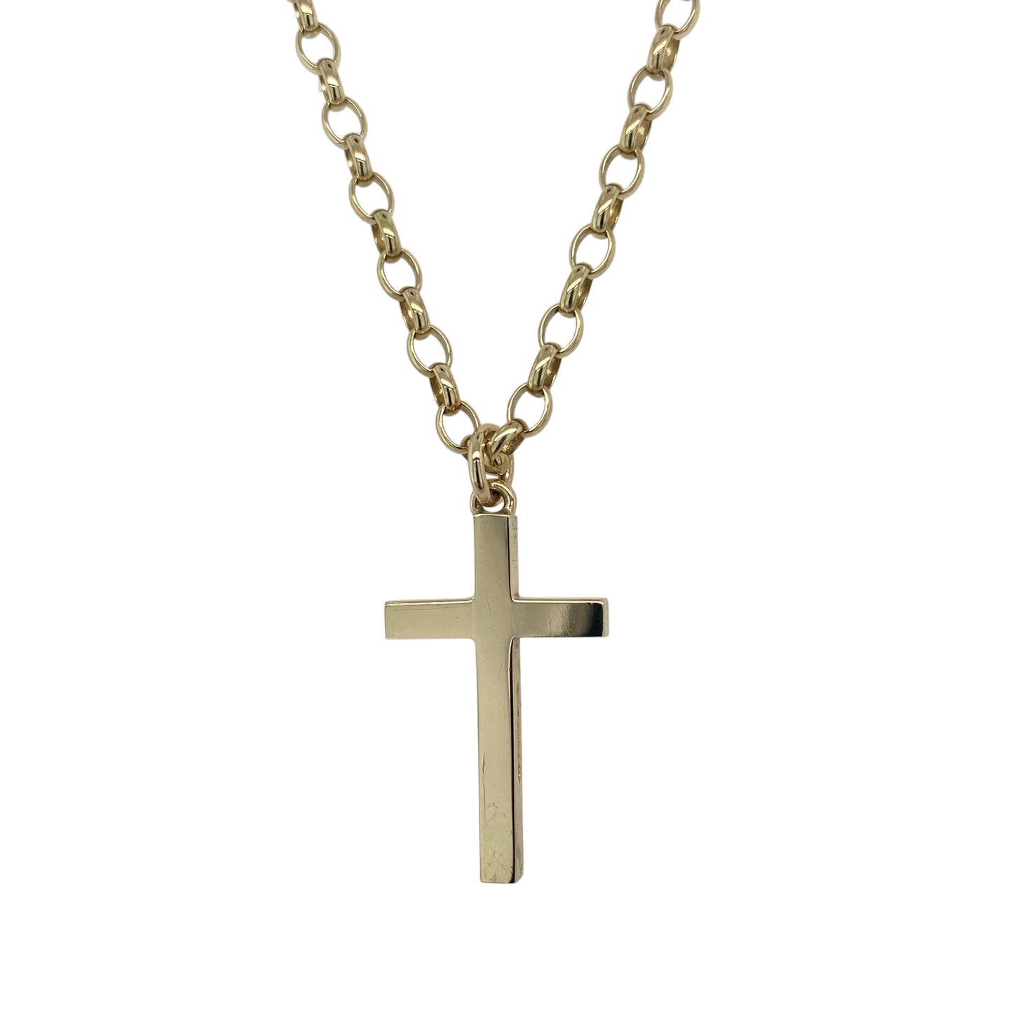 9ct Gold Plain Cross 18" Necklace