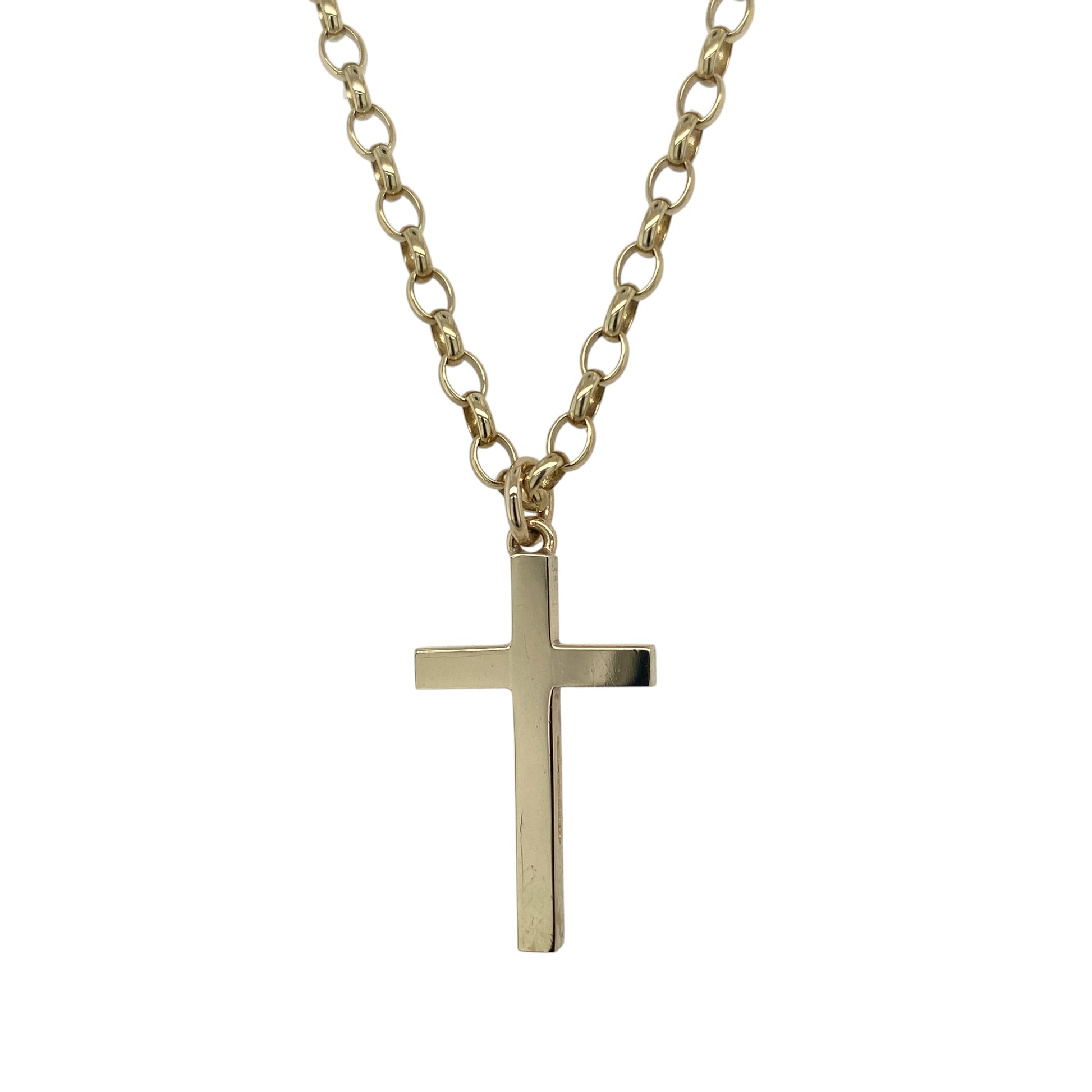 9ct Gold Plain Cross 18" Necklace