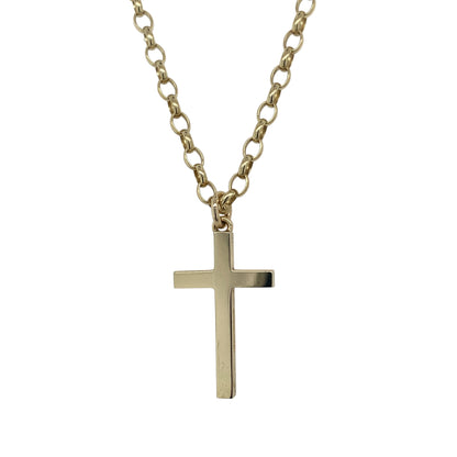 9ct Gold Plain Cross 18" Necklace