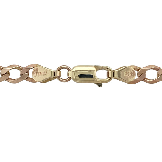Add bold style and timeless appeal to your collection with this pre-owned 9ct yellow gold curb chain—an eye-catching piece perfect for everyday wear or layering.

Design: The chain features a 5mm wide curb link design, creating a strong and structured look with smooth, interlocking links that sit neatly against the skin.
Material: Made from 9-carat yellow gold, the polished finish enhances the rich, warm tone of the metal and adds a classic shine.