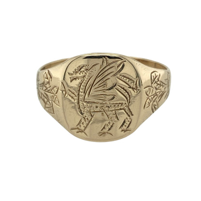 9ct Gold Welsh Dragon Signet Ring