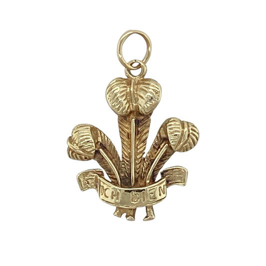 9ct Gold Welsh Three Feathers Pendant