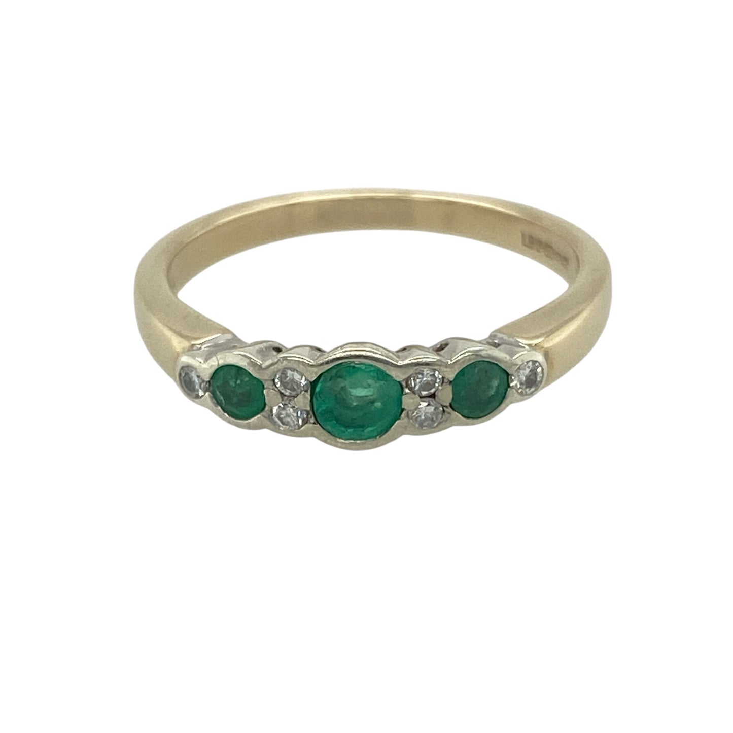 9ct Gold Diamond & Emerald Set Band Ring