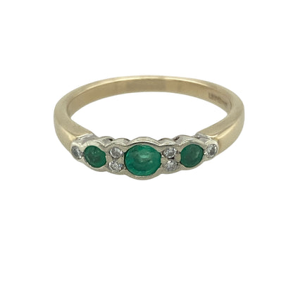 9ct Gold Diamond & Emerald Set Band Ring