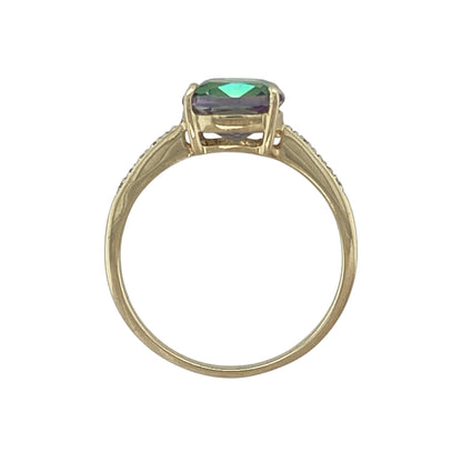 9ct Gold Diamond & Mystic Topaz Set Ring
