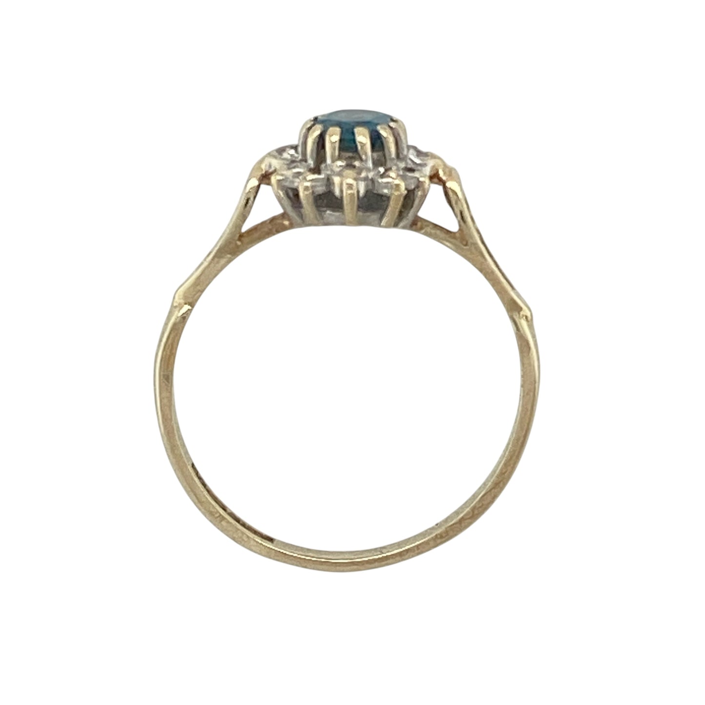 9ct Gold Diamond & Blue Topaz Set Cluster Ring