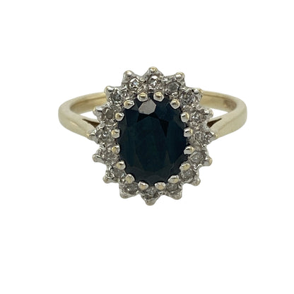 9ct Gold Diamond & Sapphire Set Cluster Ring